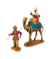 Tradineur - Figuras reyes magos, camellos y pajes para belén navideño 27 cm, durexina, figuras decorativas nacimiento, pesebre, navidad, decoración tradicional