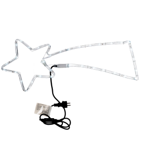 Tradineur - Cometa LED con 48 luces blanco cálido, 3W, plástico y metal, estrella fugaz, iluminación de Navidad, silueta de ventana, uso interior y exterior - 70 cm