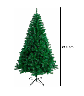 Tradineur - Árbol de Navidad, abeto artificial verde, estructura de plástico y metal revestido, robusto y duradero, fácil montaje, 210 cm