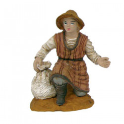 Tradineur - Pack de 4 figuras, campesinos y pastor para belén navideño 8 cm, durexina, figuras decorativas nacimiento, pesebre,