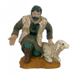 Tradineur - Pack de 4 figuras, campesinos y pastor para belén navideño 8 cm, durexina, figuras decorativas nacimiento, pesebre,