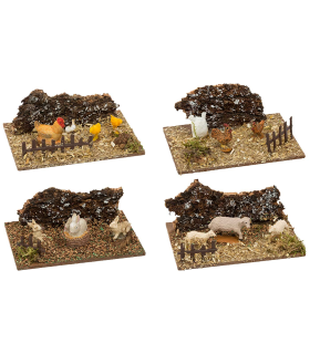 Tradineur - Figura de corralito de animales surtido para belén - Fabricado en durexina - Figura decorativa divertida para nacimiento, navidad, decoración tradicional - 5 x 11 x 8 cm