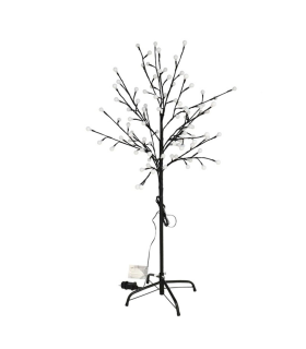 Árbol decorativo con bolas, 100 luces LED, luz cálida, uso exterior, 8 funciones, 120 cm, metal y plástico, decoración de navidad, festiva, hogar