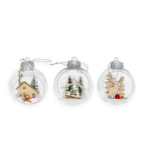 Tradineur - Bola navideña transparente abierta - Decoración para navidad - Adorno colgante para árbol navideño - diámetro de 8 cm - Modelo Surtido