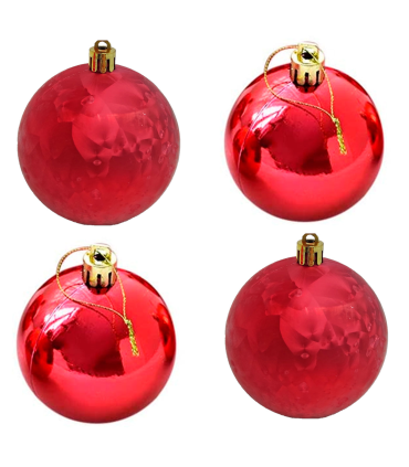 Pack de 4 bolas de navidad rojas, diámetro 8 cm, con cordón dorado para colgar en el árbol o abeto navideño, adornos festivos colgantes, decoración de Navidad