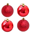 Pack de 4 bolas de navidad rojas, diámetro 8 cm, con cordón dorado para colgar en el árbol o abeto navideño, adornos festivos colgantes, decoración de Navidad