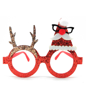 Gafas navideñas redondas con purpurina brillante, complemento para celebraciones, fiestas de disfraces, navidad, niños y adultos, modelo aleatorio