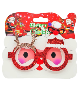 Gafas navideñas redondas con purpurina brillante, complemento para celebraciones, fiestas de disfraces, navidad, niños y adultos, modelo aleatorio