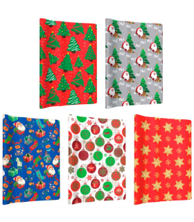 Tradineur - Pack de 5 rollos de papel de regalo, modelo Navidad 15002, láminas, hojas para envolver regalos, cumpleaños, Navidad, 70 x 200 cm, diseños surtidos