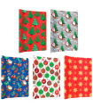 Tradineur - Pack de 5 rollos de papel de regalo, modelo Navidad 15002, láminas, hojas para envolver regalos, cumpleaños, Navidad, 70 x 200 cm, diseños surtidos