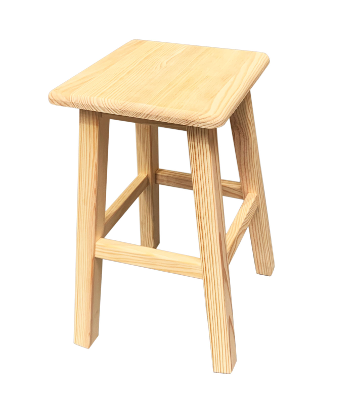 Tradineur - Taburete decoración cuadrado de madera de 49 x 29,5 x 29,5 cm para distintas estancias del hogar o hosteleria, Banqueta de madera para diversos usos