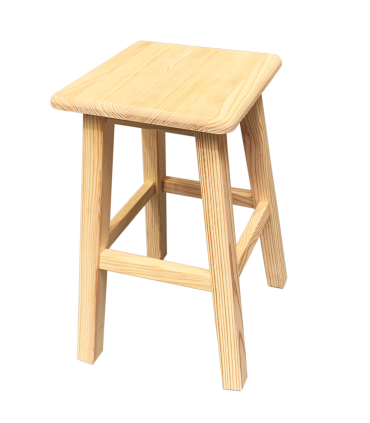 Tradineur - Taburete decoración cuadrado de madera de 49 x 29,5 x 29,5 cm para distintas estancias del hogar o hosteleria, Banqueta de madera para diversos usos