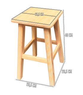 Tradineur - Taburete decoración cuadrado de madera de 49 x 29,5 x 29,5 cm para distintas estancias del hogar o hosteleria, Banqueta de madera para diversos usos