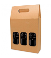 Tradineur - Pack de 5 cajas de cartón con ventanas, aptas para 3 botellas de vino, incluyen asa, guardar, regalar, envolver champán, Navidad, 41 x 27 x 9 cm