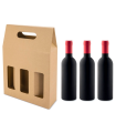 Tradineur - Pack de 5 cajas de cartón con ventanas, aptas para 3 botellas de vino, incluyen asa, guardar, regalar, envolver champán, Navidad, 41 x 27 x 9 cm