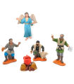 Tradineur - Set de 5 figuras para belén navideño anunciación 8 cm, durexina, figuras decorativas nacimiento, campesinos, ángel, fogata, pesebre, navidad, decoración tradicional