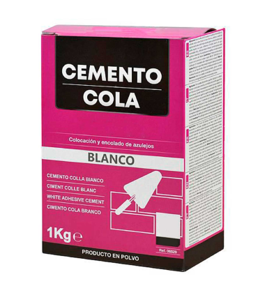 Tradineur - Cemento cola en polvo, colocación, encolado y fijación de azulejos, superficies horizontales y verticales, interior y exterior, fabricado en España (Blanco, 1 kg)