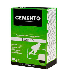 Tradineur - Cemento en polvo, reparaciones generales, albañilería, suelos, muros, uso interior y exterior, fabricado en España (Blanco, 1 kg)