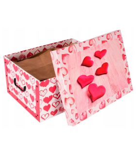 Caja de cartón plegable, caja de almacenaje, corazones rojos, organizador de espacios, plegable, con tapa 51 x 37 x 24 cm