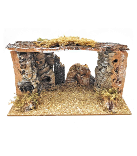 Tradineur - Cueva para figuras de nacimiento de 8-12 cm, corcho, pesebre para belén navideño 15 x 26,6 x 14 cm,figura decorativa navidad, decoración tradicional