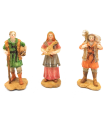 Tradineur - Set de 3 pastores para Belén de durexina, figuras decorativas de aldeanos con animales para nacimiento, adorno artesano, pesebre, Navidad, 9,5 cm