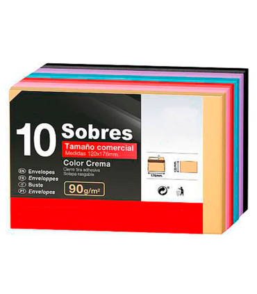 Tradineur - Pack de 120 sobres comerciales de papel, solapa rasgable con tira adhesiva, biodegradables, reciclables, enviar invitaciones, postales, 120 x 176 mm, 6 colores surtidos