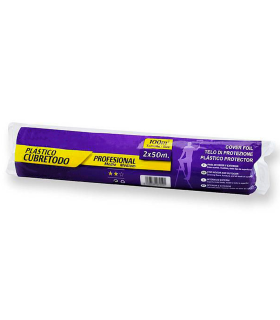 Tradineur - Rollo de plástico cubretodo, protector, cobertor antipolvo, 100 m2, pintura, suciedad, humedad, cubrir suelos, muebles, 2 x 50 metros