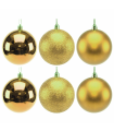 Tradineur - Sets de 6 Bolas para árbol navideño - Fabricado en plástico - Decoración para temporada navideña - Ø 8 cm - Color Oro