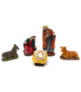 Tradineur - Set 8 figuras principales para belén navideño, resina, personajes del nacimiento, Reyes Magos, pesebre, Navidad, decoración tradicional, 12 cm