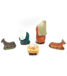 Tradineur - Set 8 figuras principales para belén navideño, resina, personajes del nacimiento, Reyes Magos, pesebre, Navidad, decoración tradicional, 12 cm