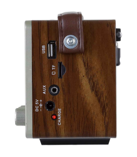 Tradineur - Radio vintage "Soul" portátil con asa y linterna, bluetooth, bandas AM/FM, batería recargable, ranuras usb y micro SD, antena retráctil (10 x 23 x 7,7 cm)