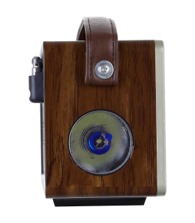 Tradineur - Radio vintage "Soul" portátil con asa y linterna, bluetooth, bandas AM/FM, batería recargable, ranuras usb y micro SD, antena retráctil (10 x 23 x 7,7 cm)