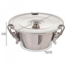Tradineur - Flanero de acero Inoxidable con tapa y cierres de pinzas - Recipiente para elaborar flanes, repostería, cocina - Apt