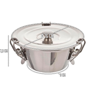 Tradineur - Flanero de acero Inoxidable con tapa y cierres de pinzas - Recipiente para elaborar flanes, repostería, cocina - Apto para lavavajillas - Ø 16 cm