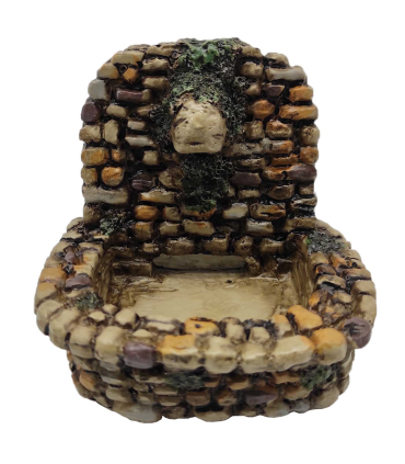 Tradineur - Fuente eléctrica para belén, 2 W, fuente rústica con bomba de agua para nacimiento, pesebre, figura decorativa tradicional, Navidad, 9 x 9,7 x 12,5 cm