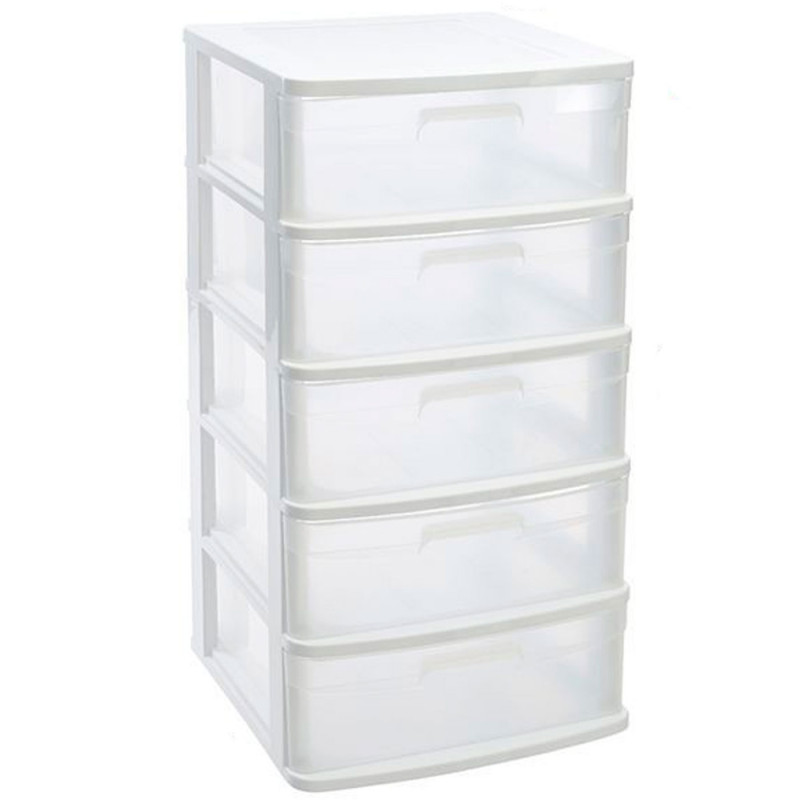 Tradineur - Cajonera de ordenación Sena con 5 cajones opacos, plástico, torre de almacenaje multiusos, hogar, 81 x 40 x 39 cm, b Tradineur - Cajonera de ordenación Sena con 5 cajones opacos, plástico, torre de almacenaje multiusos, hogar, 81 x 40 x 39 cm, b