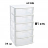 Tradineur - Cajonera de ordenación Sena con 5 cajones opacos, plástico, torre de almacenaje multiusos, hogar, 81 x 40 x 39 cm, b