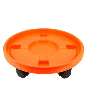 Tradineur - Carro Porta bombona de Gas butano - Fabricado en Plástico - Incluye 4 ruedas, Plataforma, Soporte, Base Circular con Ruedas - Ø 33,5 cm - Color Naranja