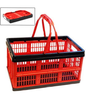 Caja plegable de plástico 38,5 x 25,5 x 20 cm, 16 litros. Contenedor, cesto robusto para almacenamiento de documentos, juguetes, ropa o alimentos (color aleatorio)