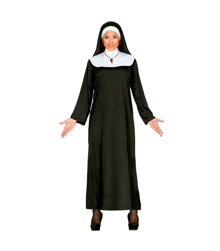 Disfraz monja, bata en blanco y negro para jóvenes y adultos para carnaval, halloween, celebraciones. Talla M