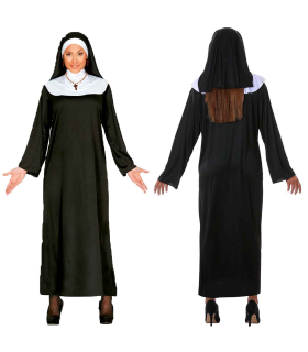 Disfraz monja, bata en blanco y negro para jóvenes y adultos para carnaval, halloween, celebraciones. Talla M