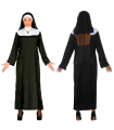 Disfraz monja, bata en blanco y negro para jóvenes y adultos para carnaval, halloween, celebraciones. Talla M