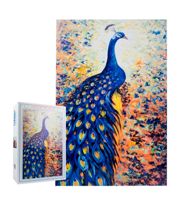 Tradineur - Puzzle/Rompecabezas de 1000 piezas - Diseño Pavo Real - Fabricación en España - Rompecabezas para toda la familia - 75 x 50 cm