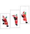 Pack 3 muñecos de papá noel con cuerda 180 cm, santa klaus para colgar en ventana, balcón, terraza, decoración de navidad, regalo original