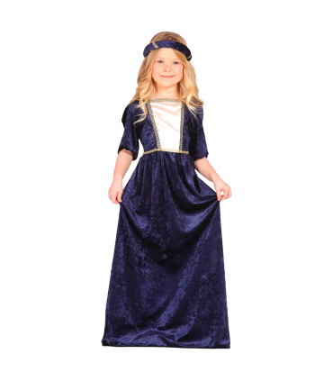 Tradineur - Disfraz Dama medieval Infantil, fibra sintética, incluye vestido y cinta de cabeza, carnaval, arde lucus, halloween, cosplay, fiestas, niños. (5 - 6 años)