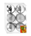 Tradineur - Pack de 2 Sets de 6 Bolas para árbol navideño - Fabricado en plástico - Decoración para temporada navideña - Ø 8 cm - Color Plata