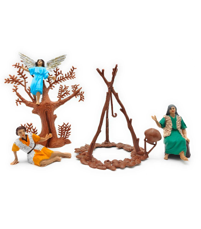 Tradineur - Figuras anunciación con ángel para belén navideño 7 cm, durexina, figuras decorativas nacimiento, pesebre, navidad, decoración tradicional