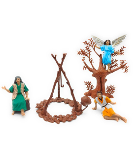 Tradineur - Figuras anunciación con ángel para belén navideño 7 cm, durexina, figuras decorativas nacimiento, pesebre, navidad, decoración tradicional