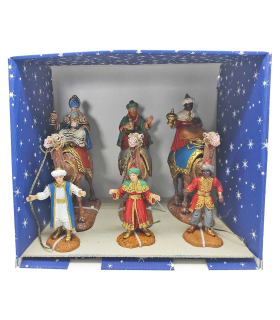 Tradineur - Reyes, camellos y pajes 20 y 11 cm, durexina,  figuras reyes magos para belén, melchor, gaspar y baltasar, nacimiento, pesebre, decoración navidad