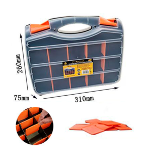 Tradineur - Maletín Organizador con asa y doble cara N.º 29 - Incluye divisores removibles - 32 Compartimentos - Almacenamiento de herramientas,tornillos y accesorios - 32 x 37,5 x 7 cm